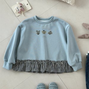 [예약발송] 루시엔 체크 프릴 셔링 티셔츠 R16695
