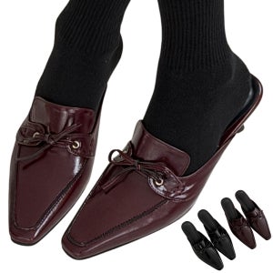 스틸레토 뾰족코 레이스업 로퍼 뮬힐 5cm