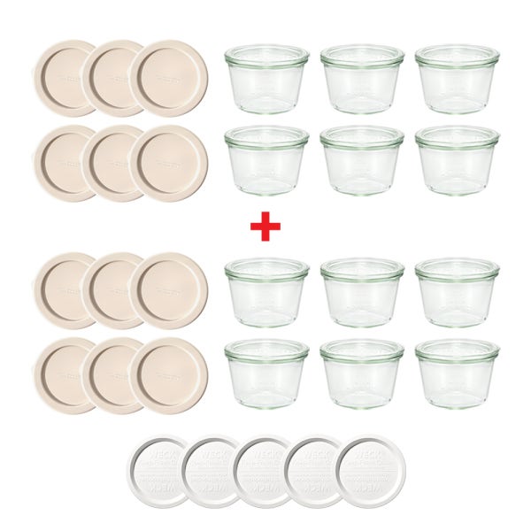 [1+1] WECK 몰드 370mL WE741 6개 / 실리콘뚜껑 12개+독일PE 5개 포함, 기획구성