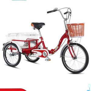 접이식 세발자전거성인 어르신 삼륜 넘어지지않는 삼발이 M. 레드 특가 싱글 체인