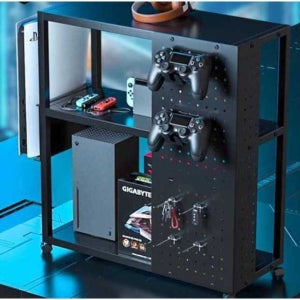 선반 콘솔게임 셋톱박스 컨트롤러 헤드셋 게임기 보관 블랙 블랙 PS5 수납 랙(PS5선반 핸들랙x