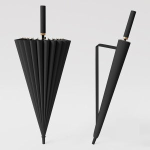 대형 장우산 고급 튼튼한 검정 자동 우산 24K