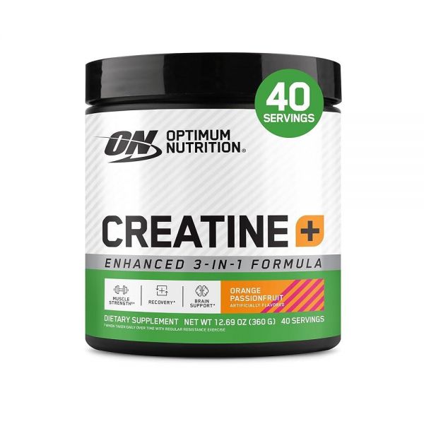 154027 <b>Optimum Nutrition</b> 크레아틴 모노하이드레이트 플러스 파우더, 오렌지 패션프루트 맛 퍼포먼스 블렌드, 수분 공급을 위한 전해질, 비타민 추가, 40회 분량,