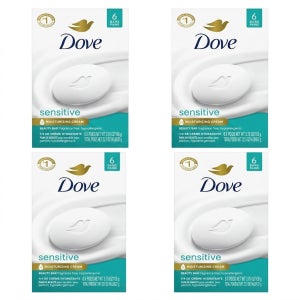 도브 센서티브 모이스처라이징 크림 뷰티 바 비누 미국산 무향, 106g, 24개