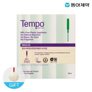 템포 new내추럴코튼 탐폰 레귤러 40p 1팩 + 지노렉스 샤워볼