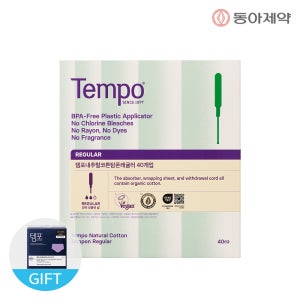 템포 new내추럴코튼 탐폰 레귤러 40p 1팩 + 입오버 3p