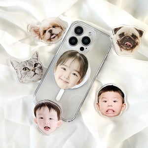아크릴 스마트톡 제작 그립 톡홀더 반려동물 아기 얼굴 커스텀 굿즈 맥세이프 얼굴만