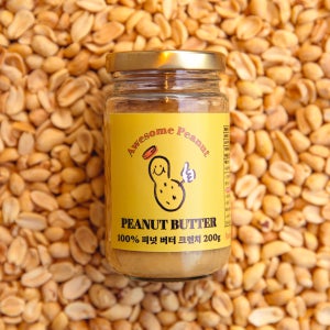 어썸 피넛 100% 땅콩버터 스프레드 땅콩잼 크런치, 200g, 1개