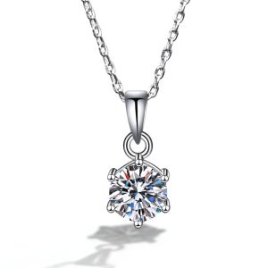 모이사나이트 2캐럿 솔리테어 목걸이 실버925 6프롱 데일리 선물