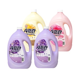 샤프란 코튼 릴렉싱 아로마 2개 + 코튼 베이비파우더 1개 + 핑크 센세이션 1개 2.5L 용기 섬유유연제