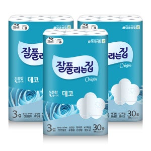 잘풀리는집 두루마리 휴지 화장지 데코 30m 30롤 3팩
