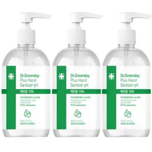 닥터그린데이 플러스 손소독제 에탄올70% 펌프형 겔타입 500ml 3개