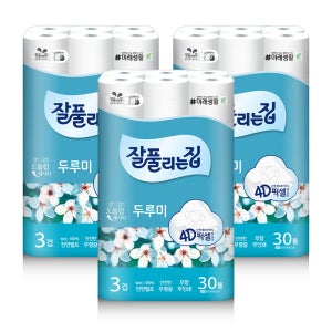 잘풀리는집 부드러운 촉감의 두루미 화장지 천연펄프 30롤 3팩