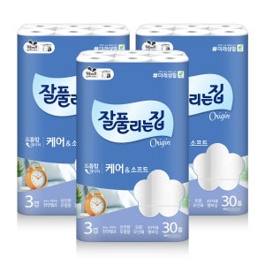 잘풀리는집 화장지 케어앤소프트 100% 천연펄프 27m, 30롤, 3팩