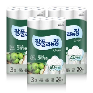 잘풀리는집 화장지 브리즈그린애플 30롤 3팩