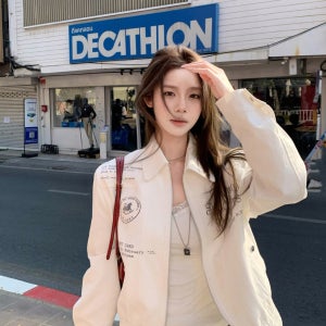 브리티시 클래식 프린트 자켓 캐주얼 여성봄자켓 데일리룩