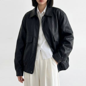 렌츠 레더자켓 가죽자켓 봄 레더블루종 오버핏 간절기아우터 점퍼