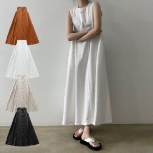 여성 여유핏 라운드넥 민소매 롱 원피스 LED-250179