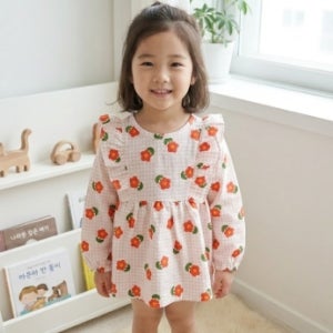 리틀밥독키즈 봄가을옷 체크꽃밭 블라우스 여아 플라워패턴 사랑스러운 셔츠 H231MBL01