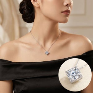 모이사나이트 2캐럿 목걸이 실버925 스퀘어 펜던트 데일리 선물