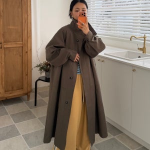 (26ss)하이넥 롱롱 트렌치 코트 /여성 빅사이즈ct