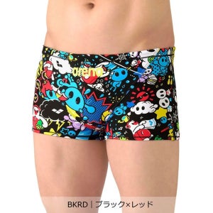 아레나 남성 터프스킨 연습용 탄탄이 남자 숏사각 수영복 블랙레드 AS6SWM27M BKRD