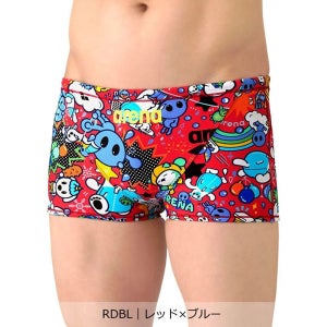 아레나 남성 터프스킨 연습용 탄탄이 남자 숏사각 수영복 레드블루 AS6SWM27M RDBL