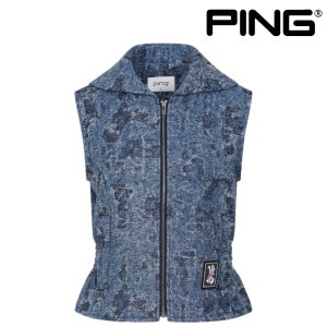 핑 골프웨어 여성 골프 조끼 자카드 카라 청조끼 점퍼 집업 베스트 어패럴 F1JV381