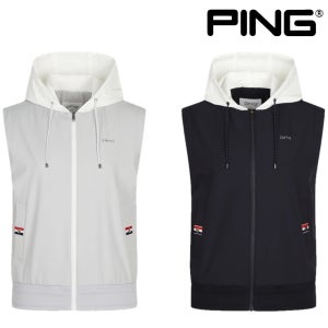 핑 골프웨어 여성 골프 조끼 후드 배색 시보리 집업 점퍼 베스트 어패럴 파크 F1JV353