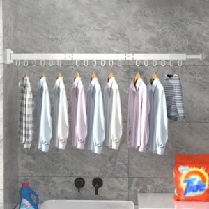 화이트 빨래건조대 3단 폴딩 이불건조대 벽걸이