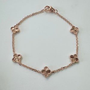 14k 18k 컷팅 클로바 클로버 체인 여자 데일리 레이어드 금 팔찌