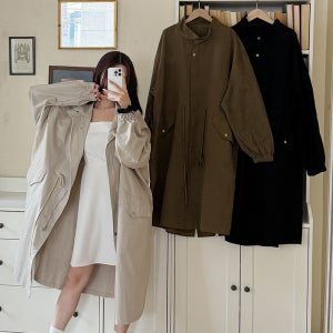 올핏클로젯 4XL 지금입기좋은 히든지퍼 코튼 롱 야상 빅사이즈