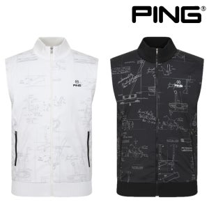 핑 골프웨어 남성 골프 조끼 우븐 패치 반목 집업 시보리 니트 베스트 어패럴 F1SV201