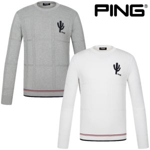 핑 골프웨어 남성 골프 니트 라운드넥 시보리 긴팔 티셔츠 간절기 어패럴 F1SR301