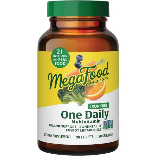 MegaFood One Daily 철분 <b>프리 종합</b>비타민 여성 남성 90 타블렛