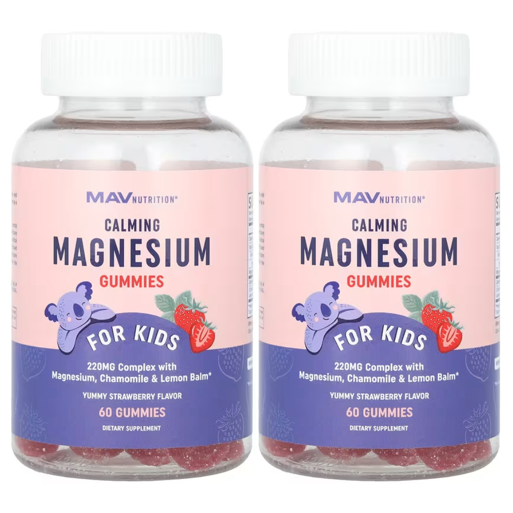 (2통) MAV Nutrition 어린이 Calming 마그네슘 <b>구미</b>젤리 60개 딸기맛