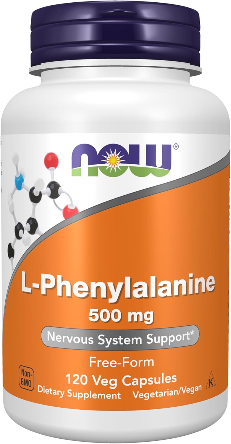 NOW 식품 보충제 L-<b>페닐알라닌</b> 500mg 신경계 지원 아미노산 120가지 채소 캡슐