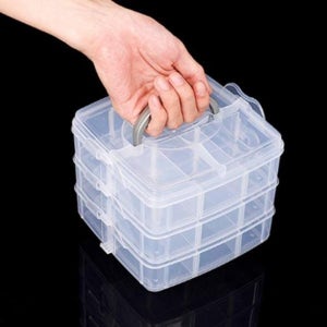 악세사리정리함 투명정리함 수납케이스 3단18칸 반투명수납함