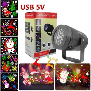 해외크리스마스 프로젝터 눈꽃 효과 야외 실내 눈송이 무드등 usb 5v 4w
