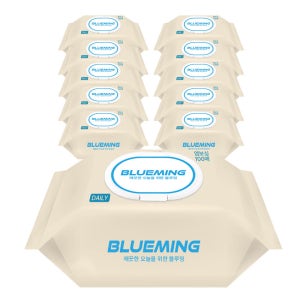 블루밍 도톰한 물티슈 평량 55g 100매 10개 캡형