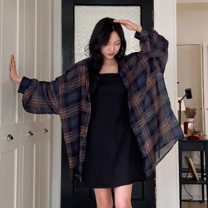올핏클로젯 5XL 크고이쁨 올핏 우디 체크 남방 셔츠 빅사이즈