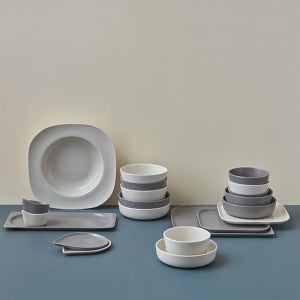 4인 국산 도자기 식기세트 신혼그릇 접시 혼수 21종, 잿빛+모래빛, 1세트