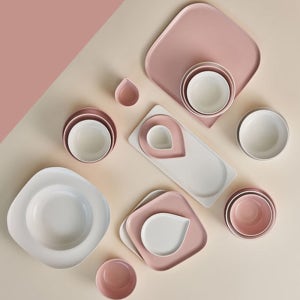 4인 국산 도자기 식기세트 신혼그릇 접시 혼수 21종, 복숭아+우윳빛, 1세트