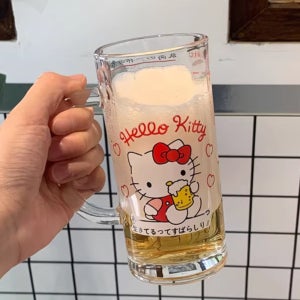 키티 맥주잔 손잡이 유리컵 캐릭터 맥주컵 하이볼잔 홈카페 홈술 집들이 선물