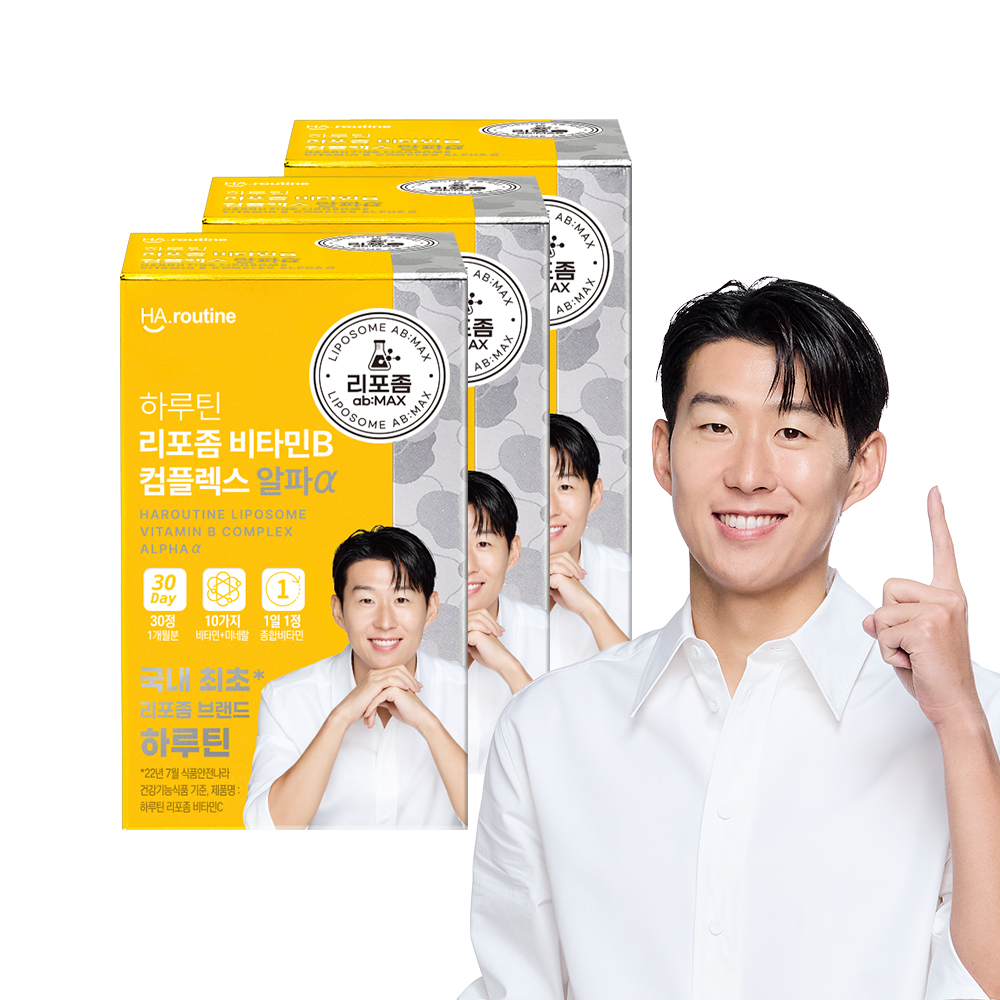 [손흥민 PICK] 하루틴 리포좀 비타민B 컴플렉스 알파a 30정, 3개