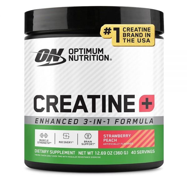 145675 <b>Optimum Nutrition</b> 크레아틴 모노하이드레이트 플러스 파우더, 딸기 복숭아 맛 퍼포먼스 블렌드, 수분 공급을 위한 전해질 포함, 비타민 추가, 40회분, 3