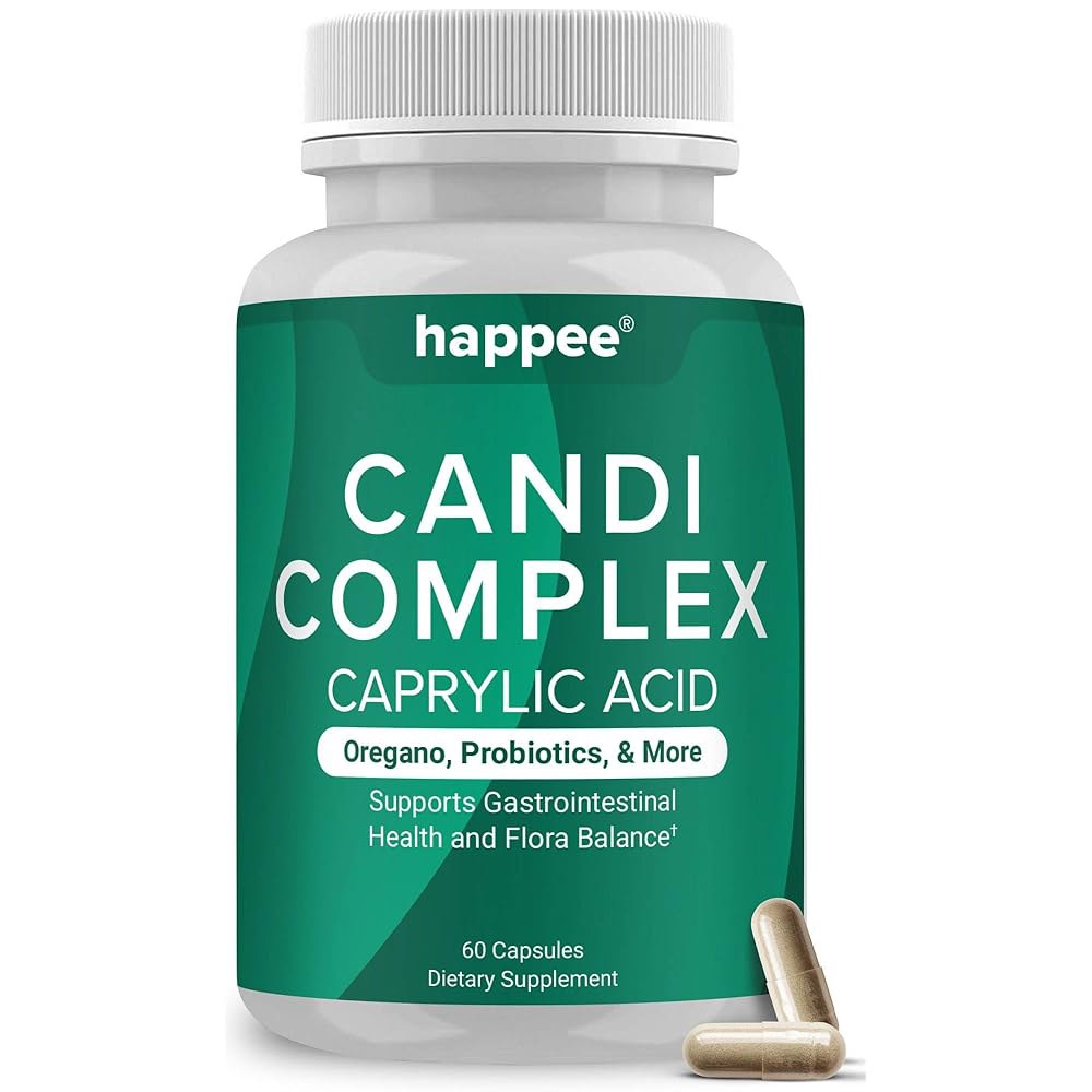 해피 칸디다 콤플렉스 보충제 u2013 클렌징으로 과성장 지원 <b>카프릴산</b> 오레가노 및 효모