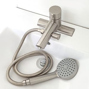 세면대 샤워기 수전 롱타입 2홀 무광 스텐 욕실 수도꼭지 투홀 세트 교체