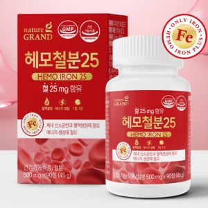 네이처그랜드 헤모철분25 아이언 베이비 식물성비헴철 임산부 출산후 약3달 90정, 1개