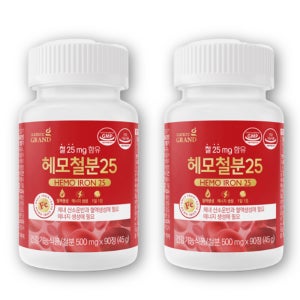 네이처그랜드 헤모철분25 아이언 베이비 식물성비헴철 임산부 출산후 약3달 90정, 2개